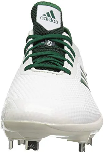 adidas Men's Adizero Afterburner V Baseball Shoe, Cloud White/Dark Green/Black, 6.5 M US