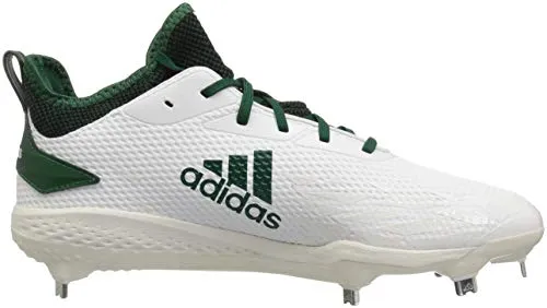 adidas Men's Adizero Afterburner V Baseball Shoe, Cloud White/Dark Green/Black, 6.5 M US