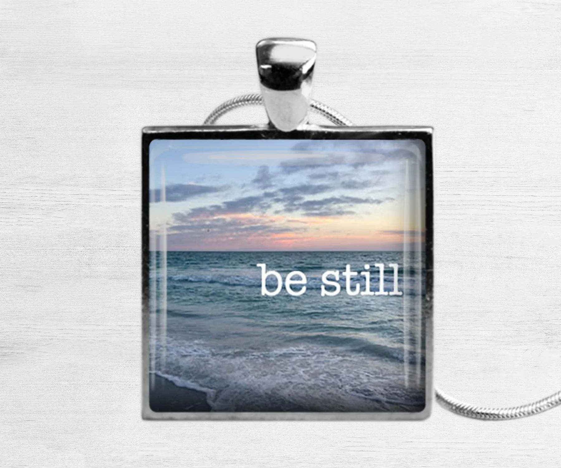 Be Still Square Necklace | Beach Jewelry | Handmade