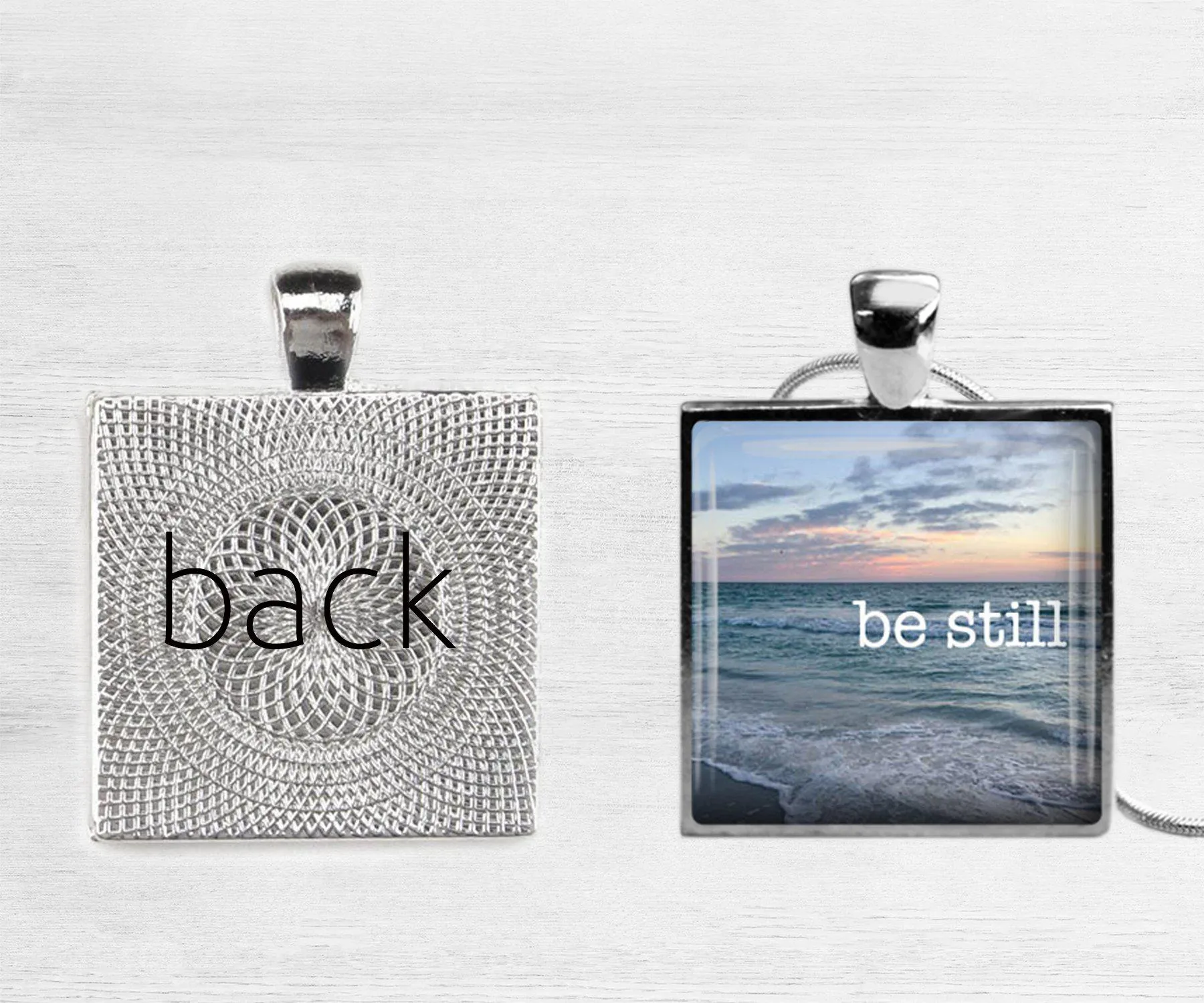 Be Still Square Necklace | Beach Jewelry | Handmade