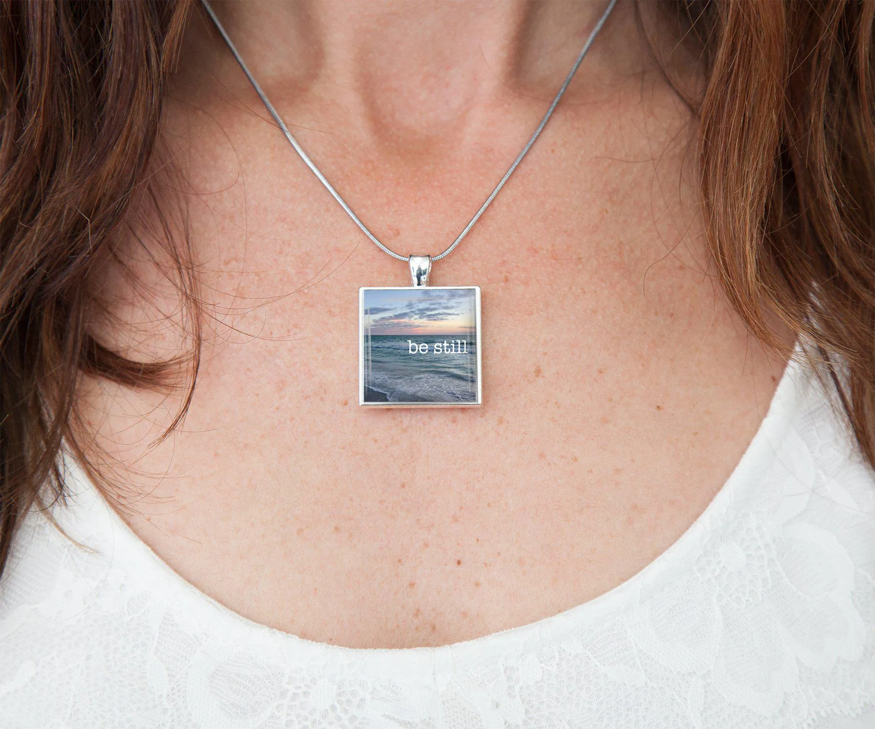 Be Still Square Necklace | Beach Jewelry | Handmade