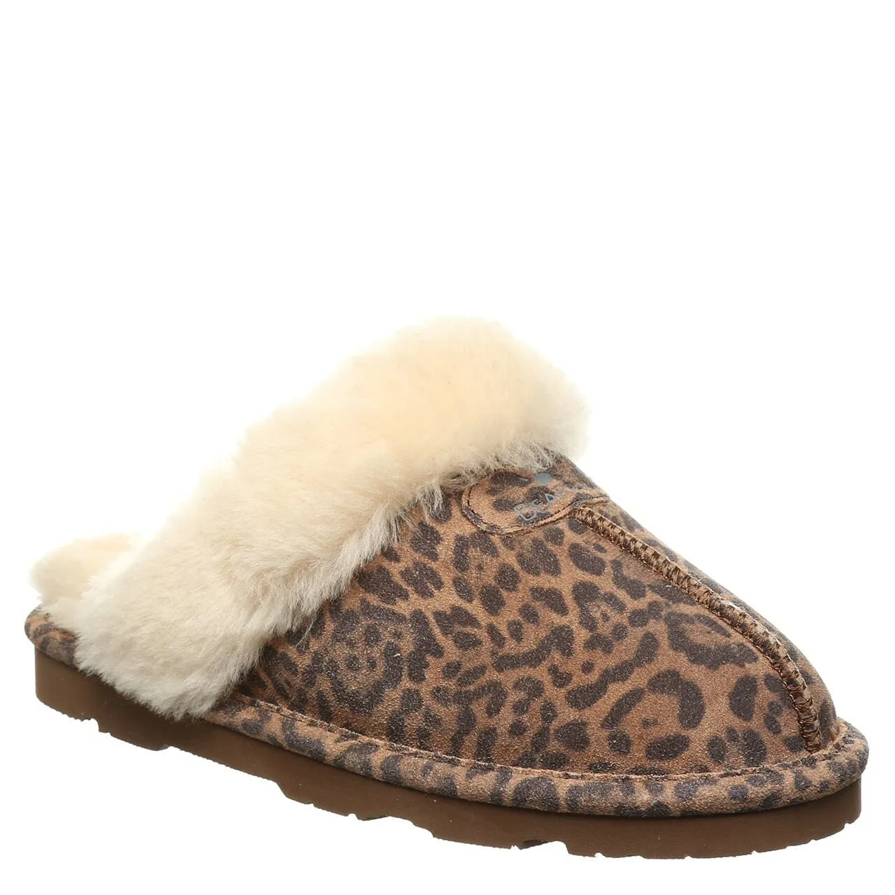 BEARPAW WOMEN'S LOKI SUEDE SLIDE SLIPPER EXOTIC LEOPARD