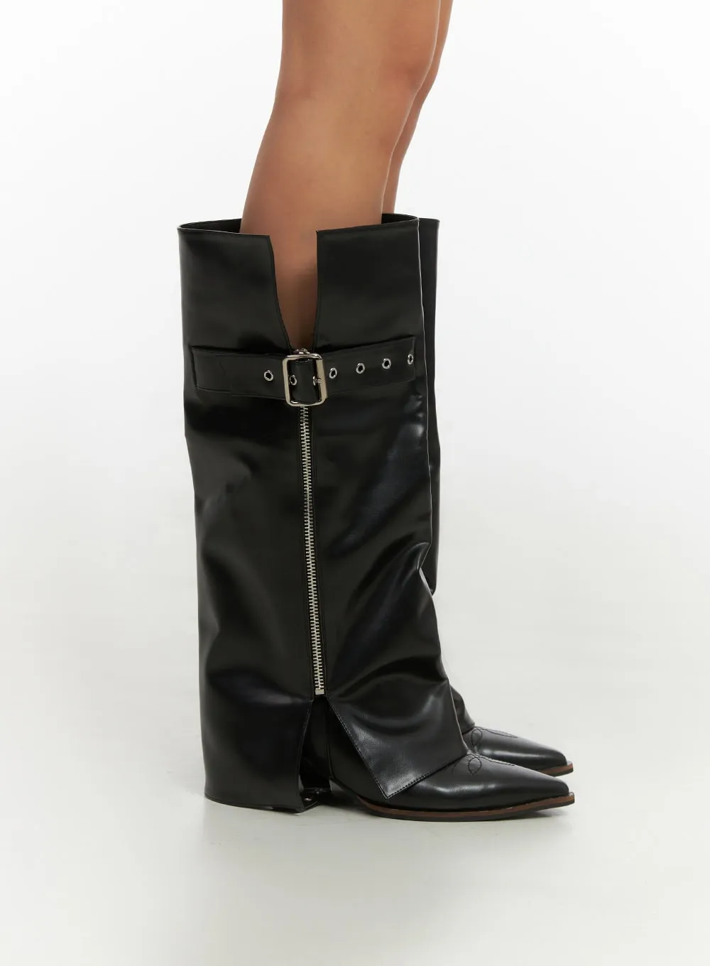 Bella Buckle Zip-Up Boots IO409