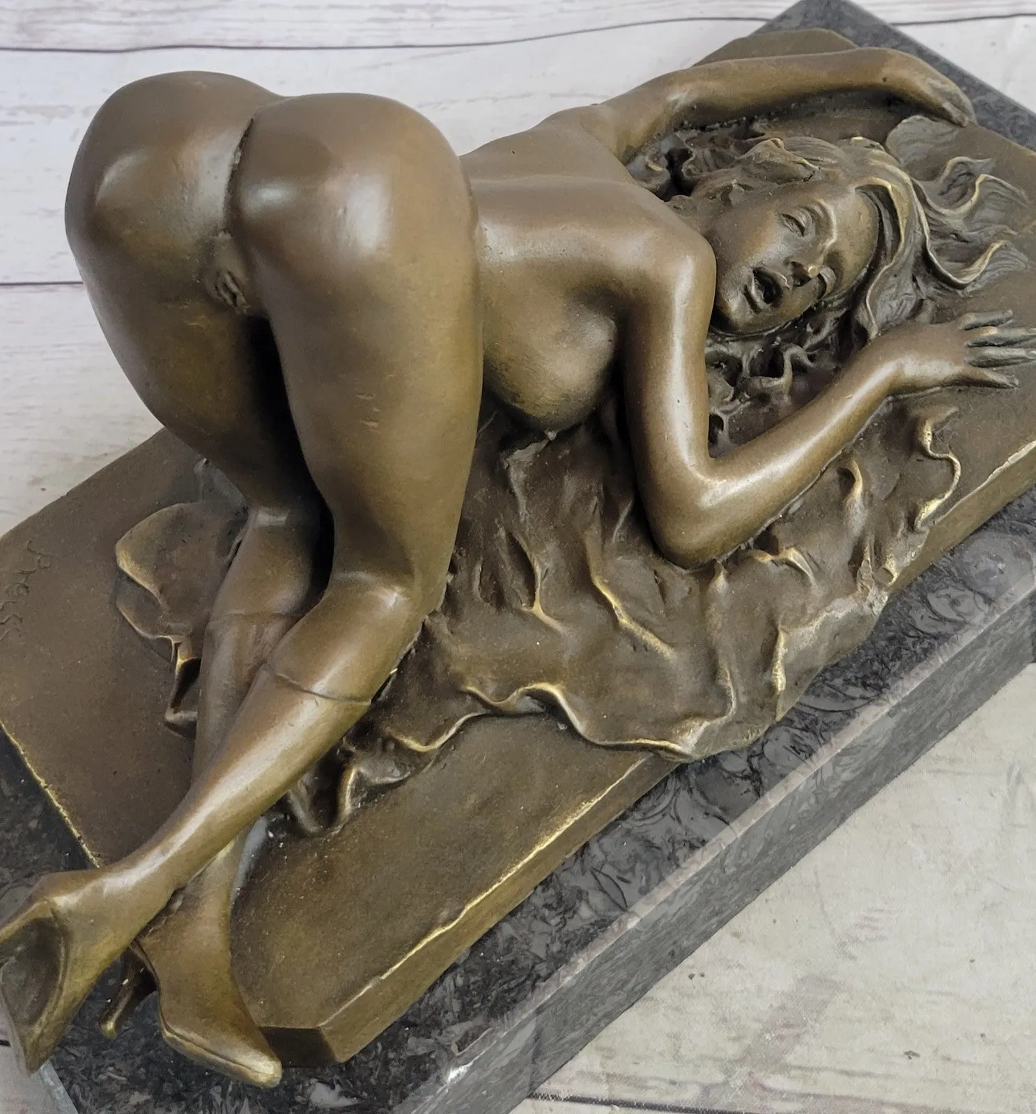 Bronze Semi Nude Erotic Sculpture Statue Art Figurine Woman Figure Fantasy Art