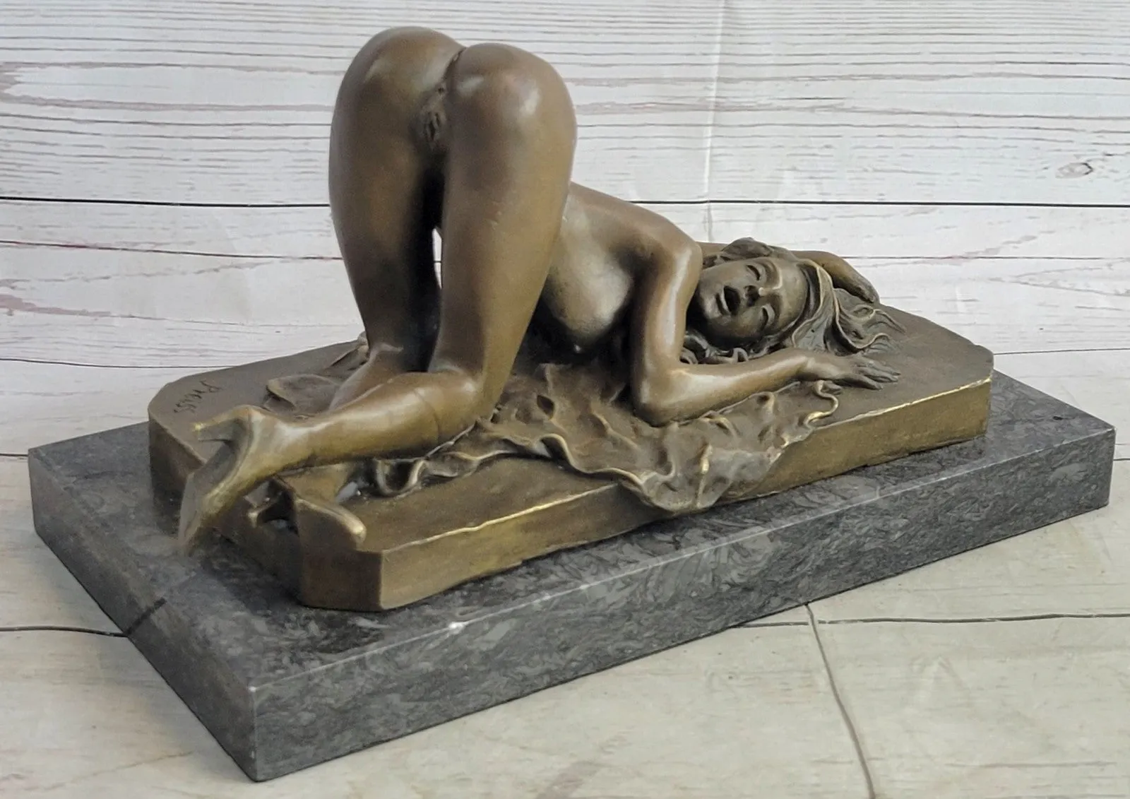 Bronze Semi Nude Erotic Sculpture Statue Art Figurine Woman Figure Fantasy Art