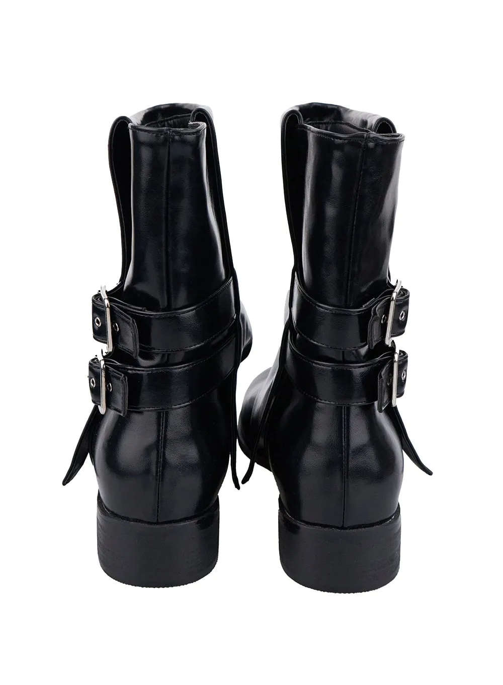 Buckle Chic Faux Leather Boots IO409