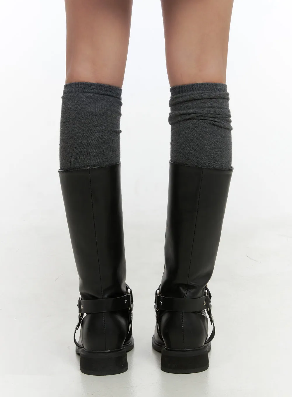 Buckle Chic Faux Leather Midi Boots CO415