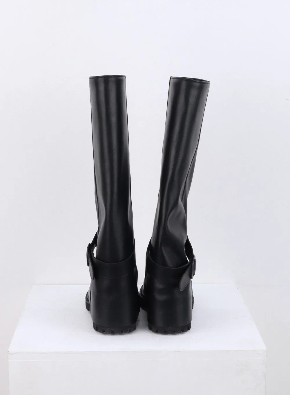 Buckle Faux Leather Boots CN317