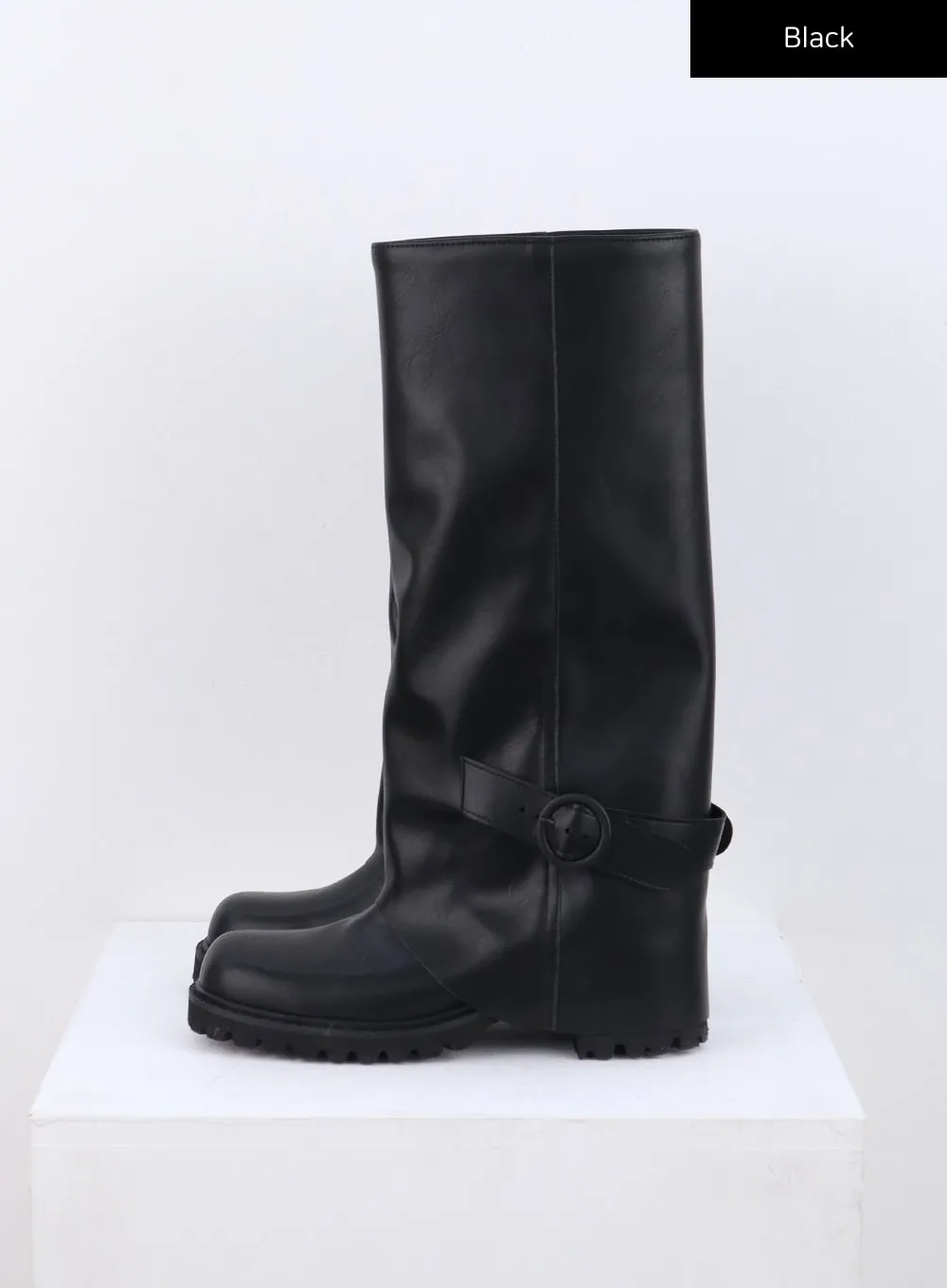 Buckle Faux Leather Boots CN317