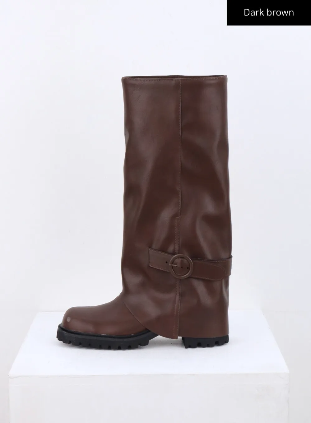 Buckle Faux Leather Boots CN317