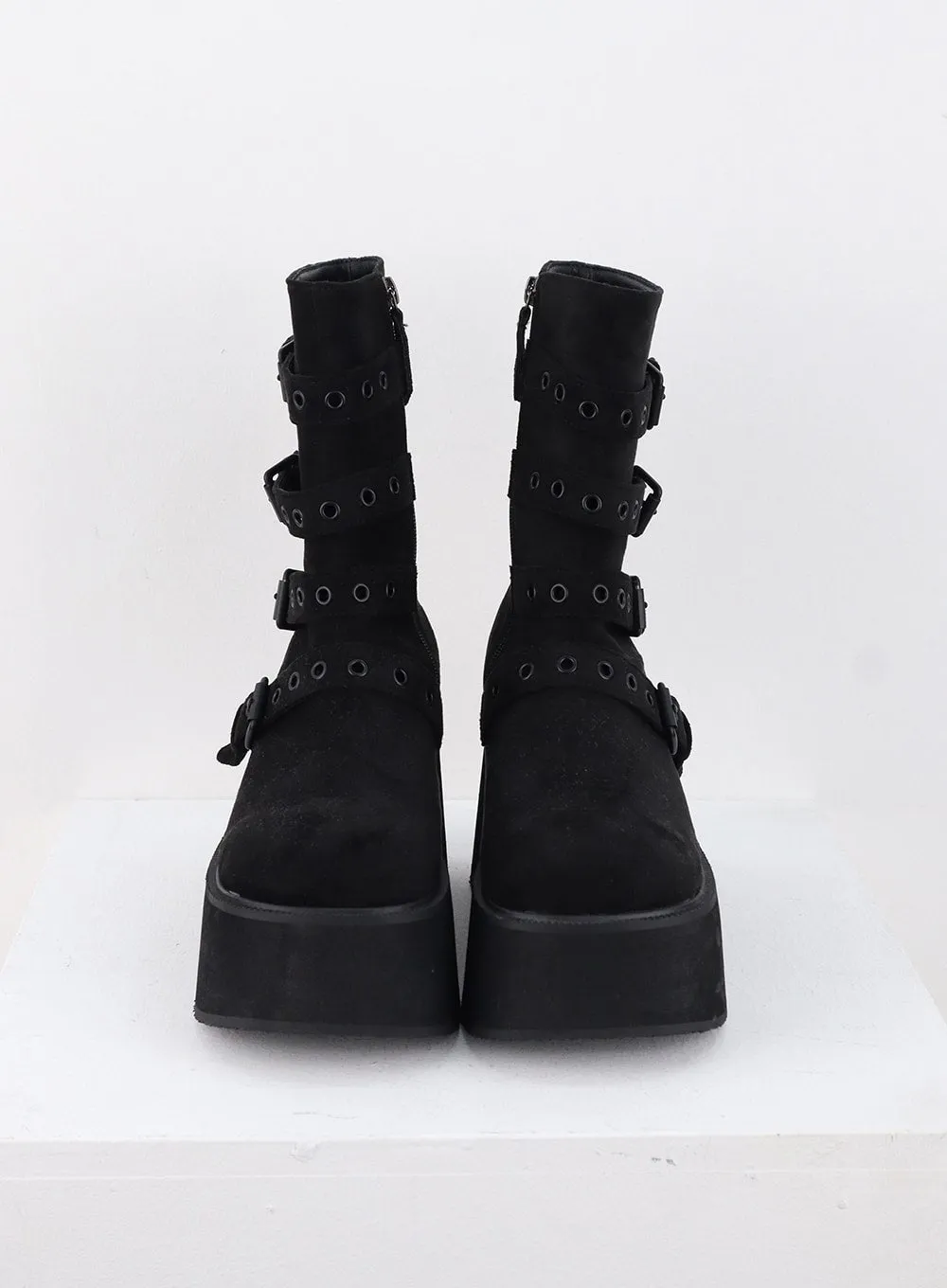 Buckle Faux Leather Mid Boots IS327