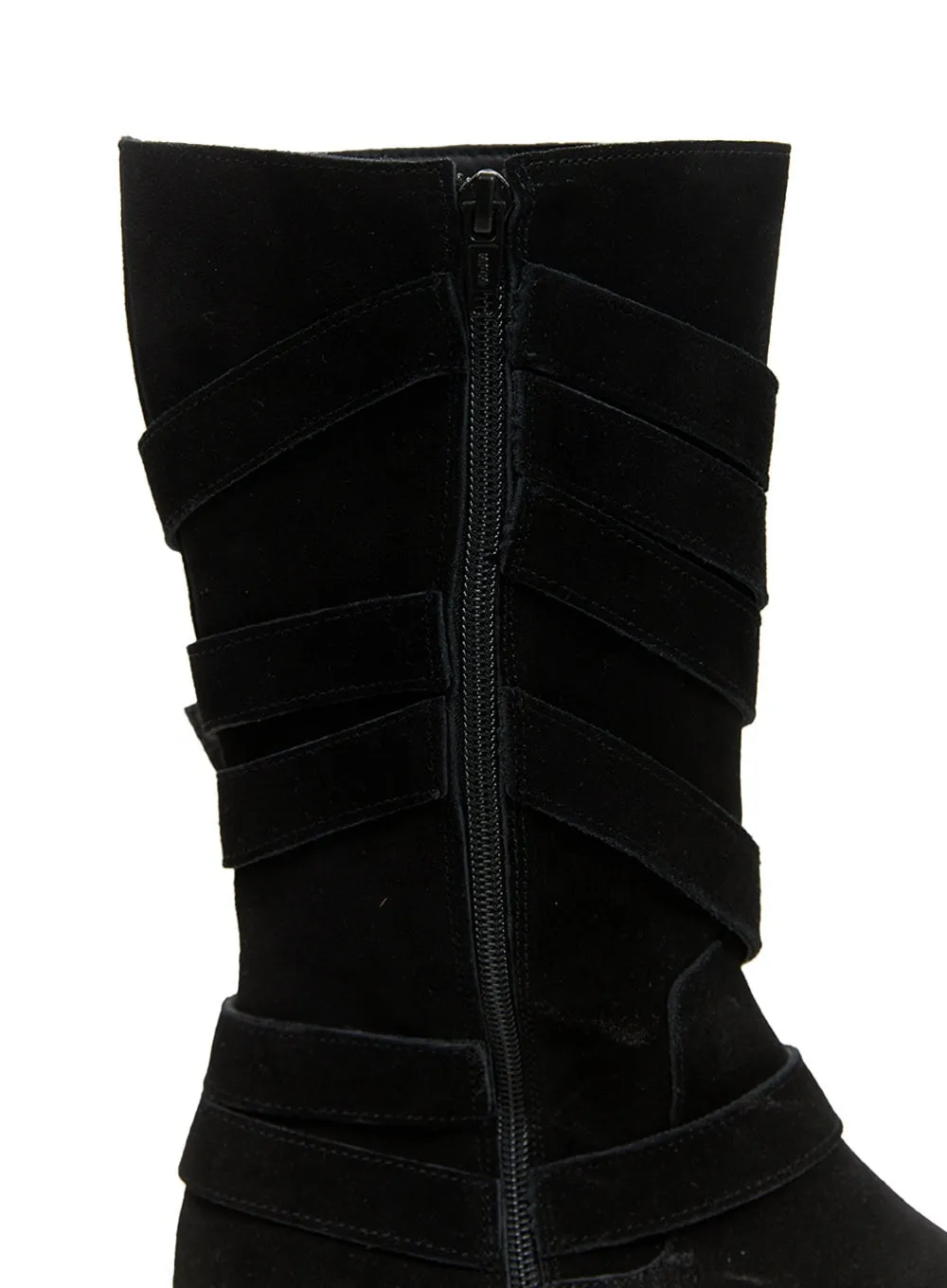 Buckle Leather Midi Boots CS424