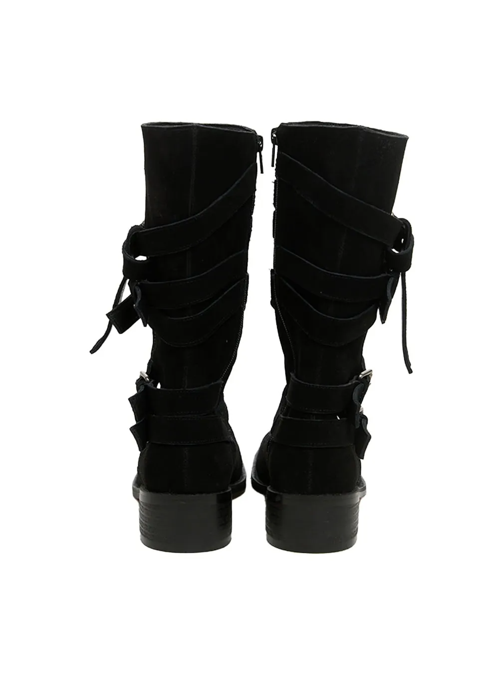 Buckle Leather Midi Boots CS424