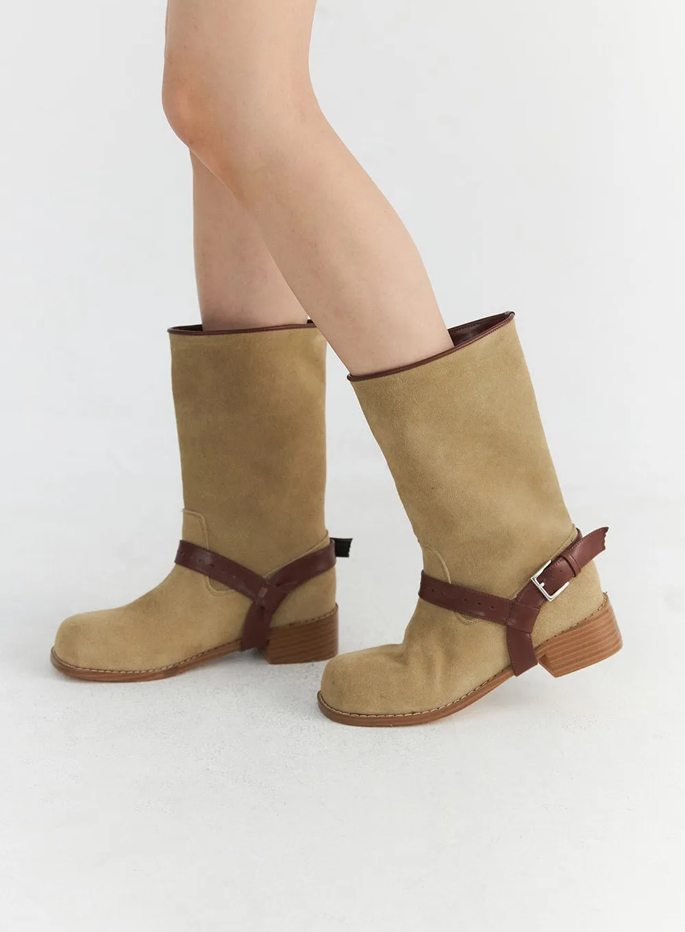 Buckle Suede Middle Boots CO327