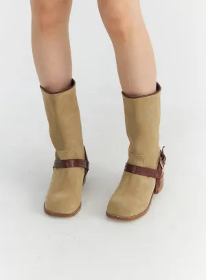 Buckle Suede Middle Boots CO327