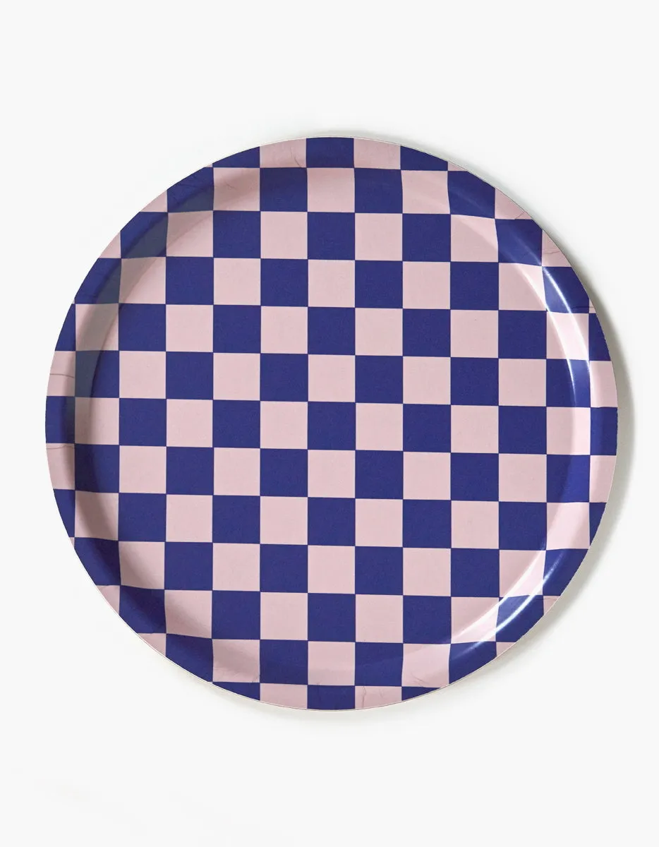 Checker Round Serving Tray