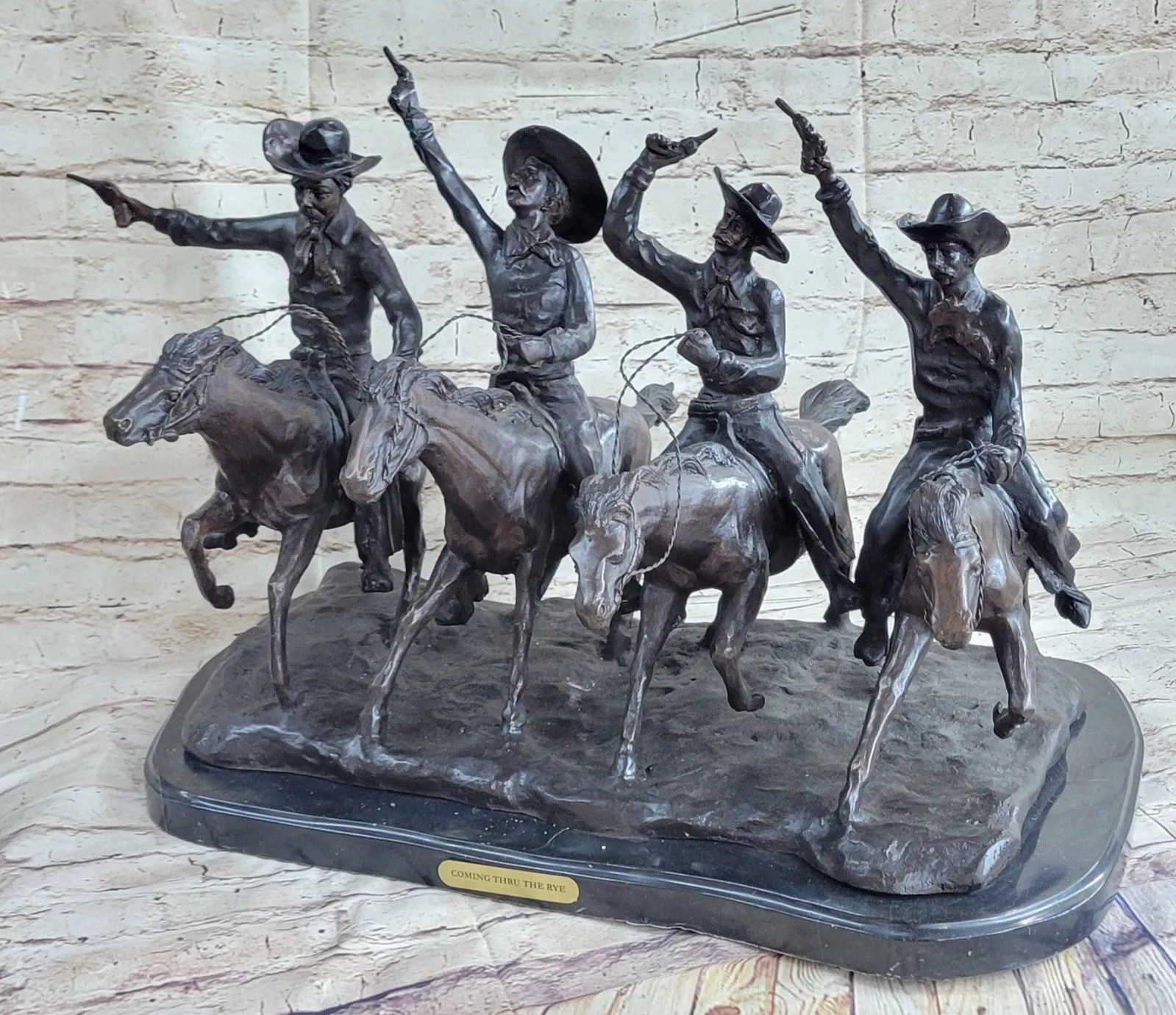 Coming Through The Rye" Bronze Statue by Frederic Remington Full Size Artwork