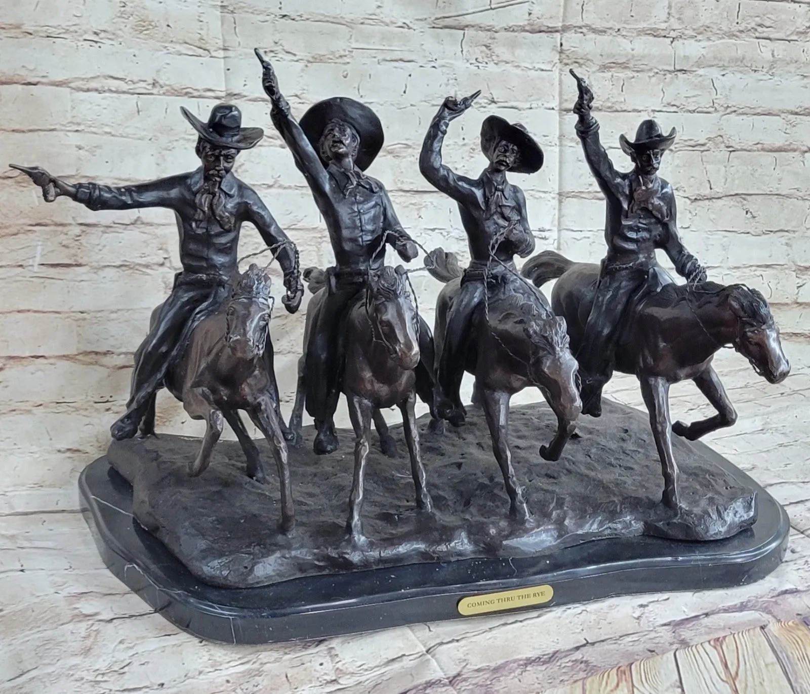 Coming Through The Rye" Bronze Statue by Frederic Remington Full Size Artwork