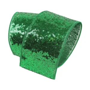 Emerald Sequin Luster Ribbon 4"X10YD