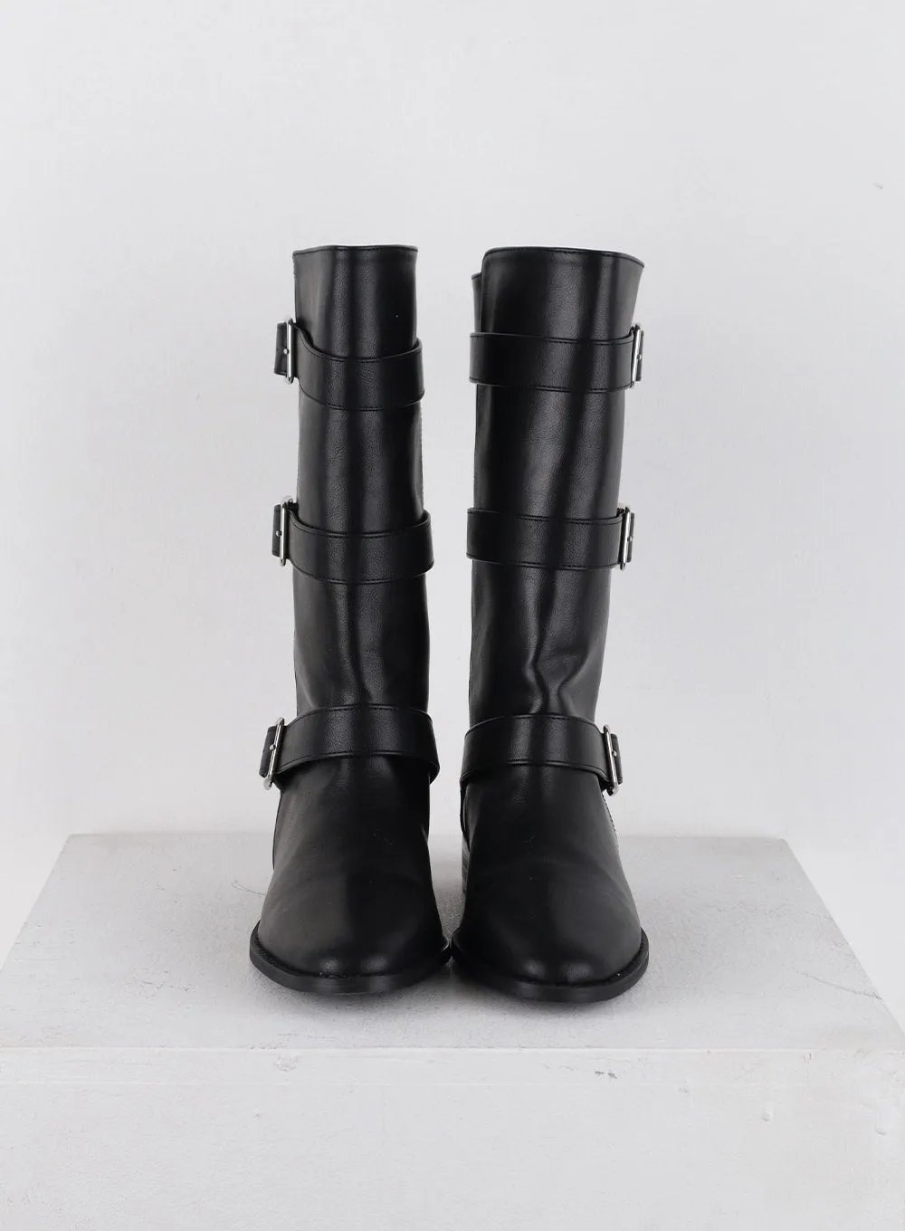 Faux Leather Belted Boots CD312