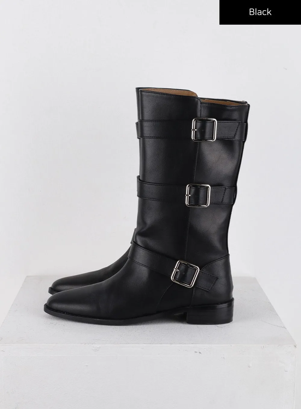 Faux Leather Belted Boots CD312