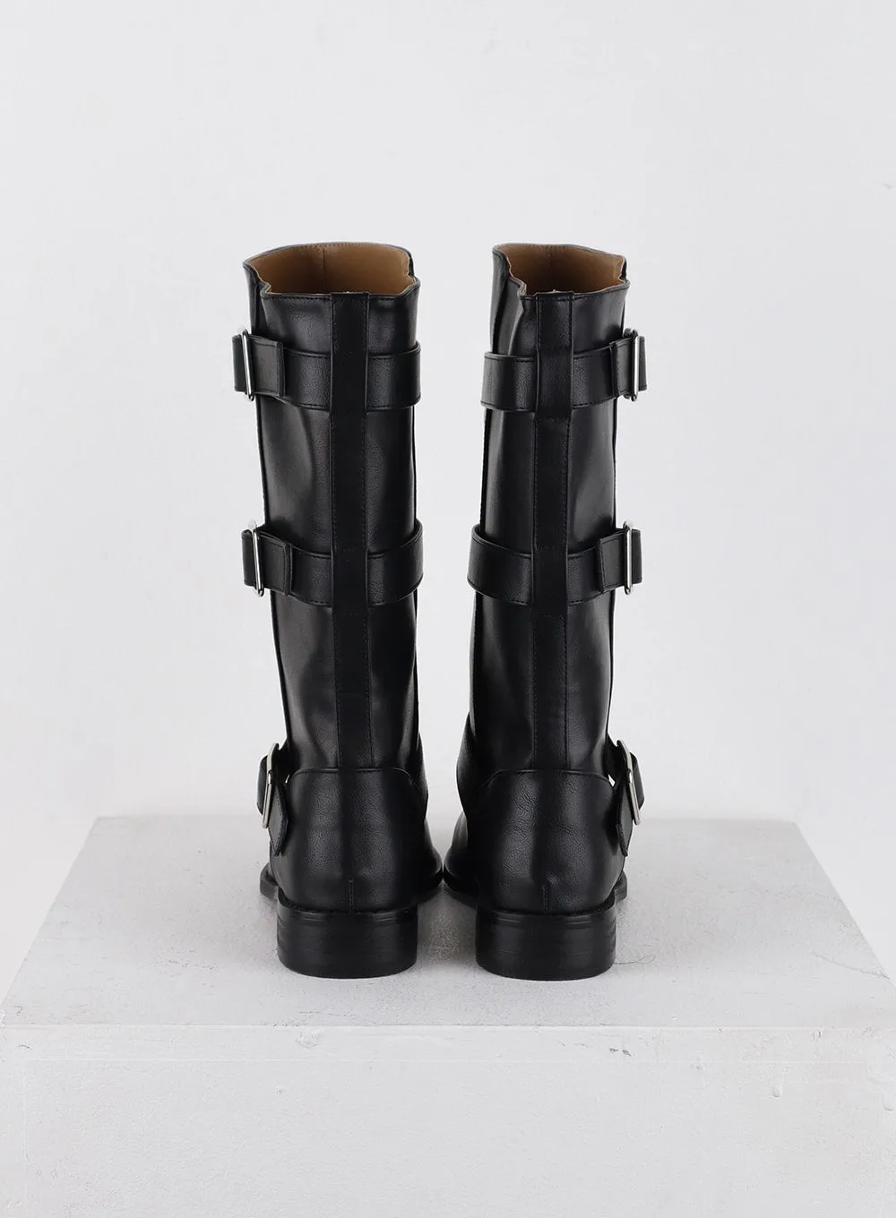 Faux Leather Belted Boots CD312