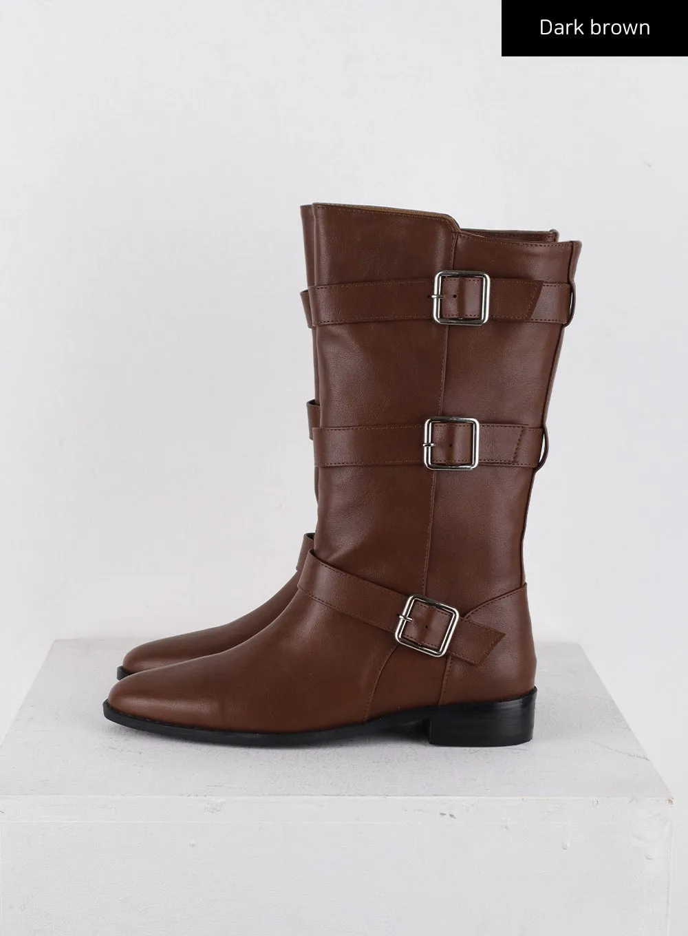 Faux Leather Belted Boots CD312