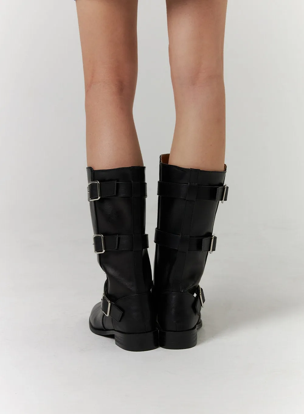 Faux Leather Belted Boots CD312