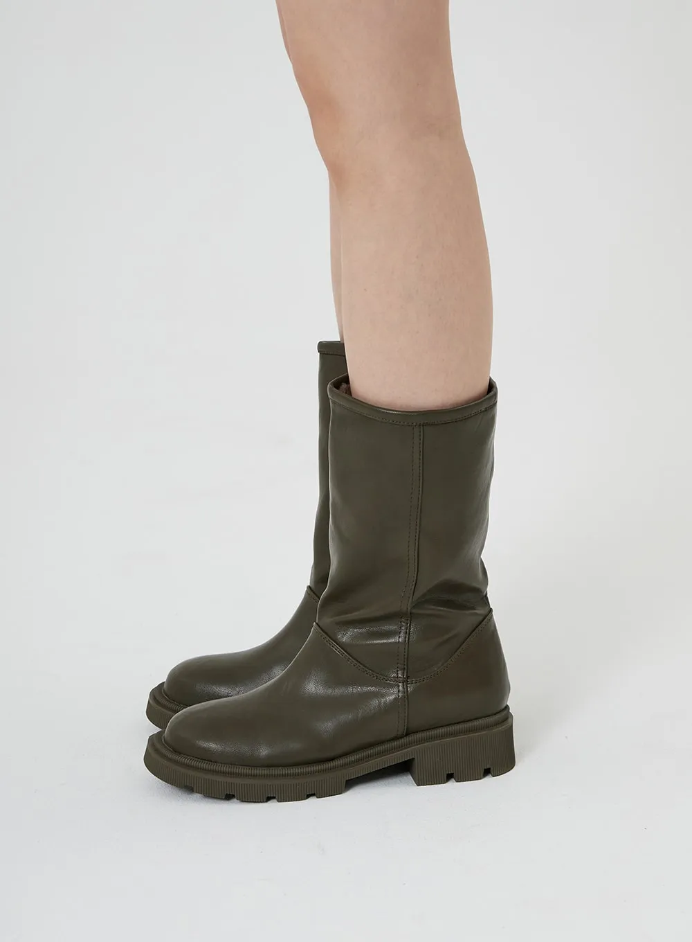 Faux Leather Mid Calf Boots ON24