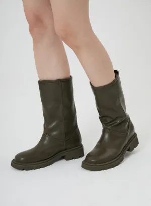 Faux Leather Mid Calf Boots ON24