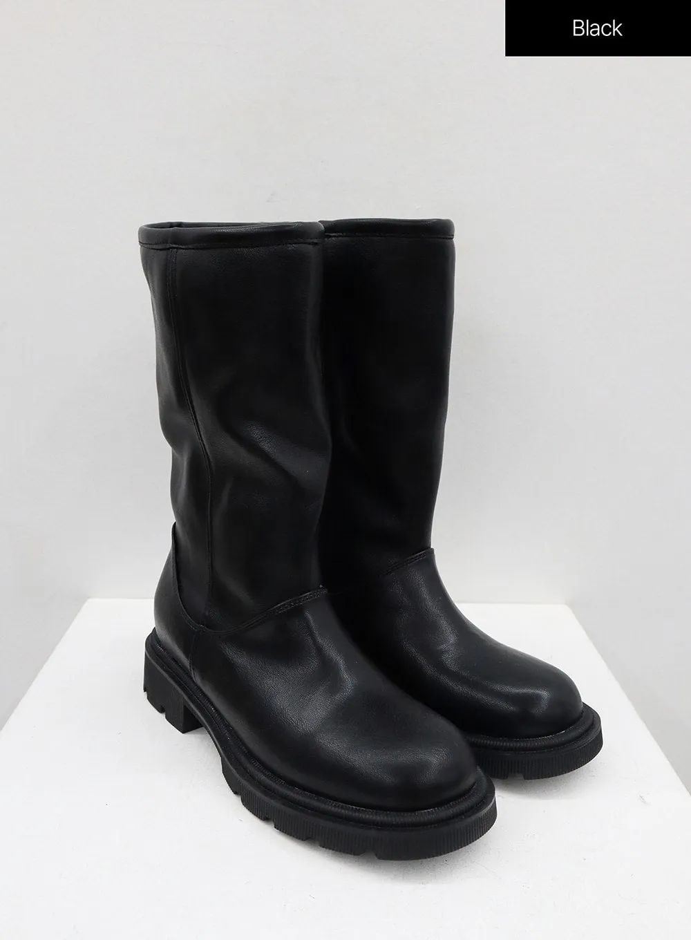 Faux Leather Mid Calf Boots ON24