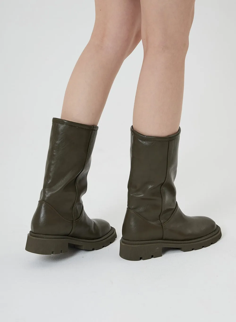 Faux Leather Mid Calf Boots ON24