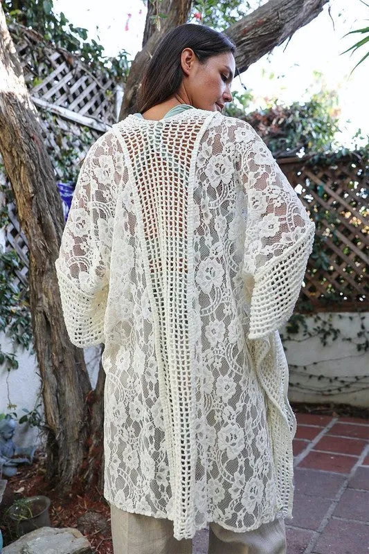 Floral Lace Textured Kimono *Online Only*