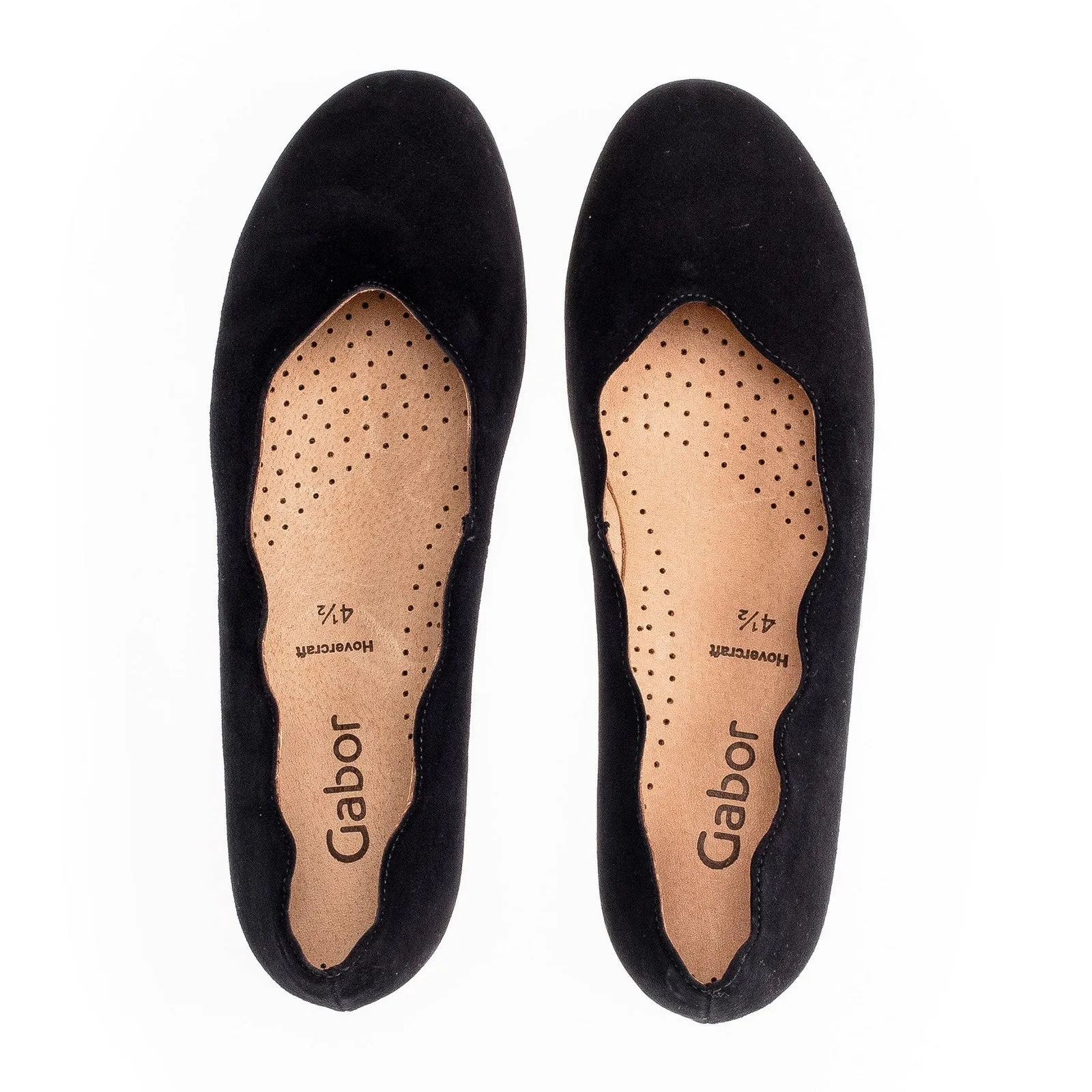 Gabor 34.166.17 Scalloped Flat (Women) - Schwarz Samtchevreau