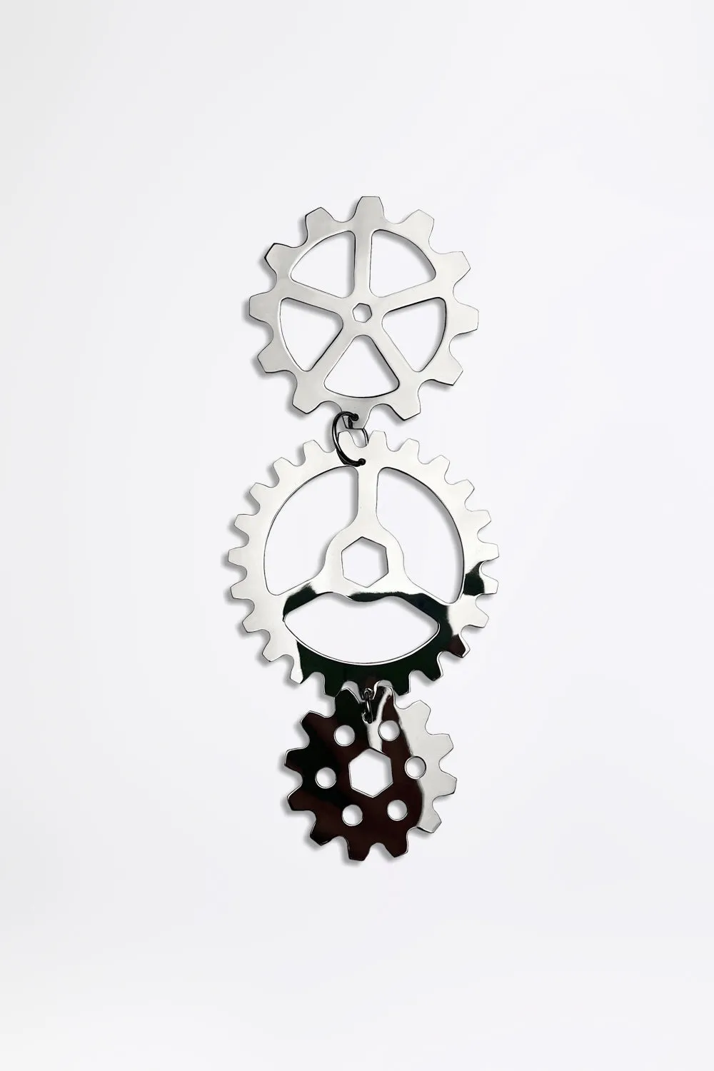 GEARWHEEL - Giant Single Silver Earring