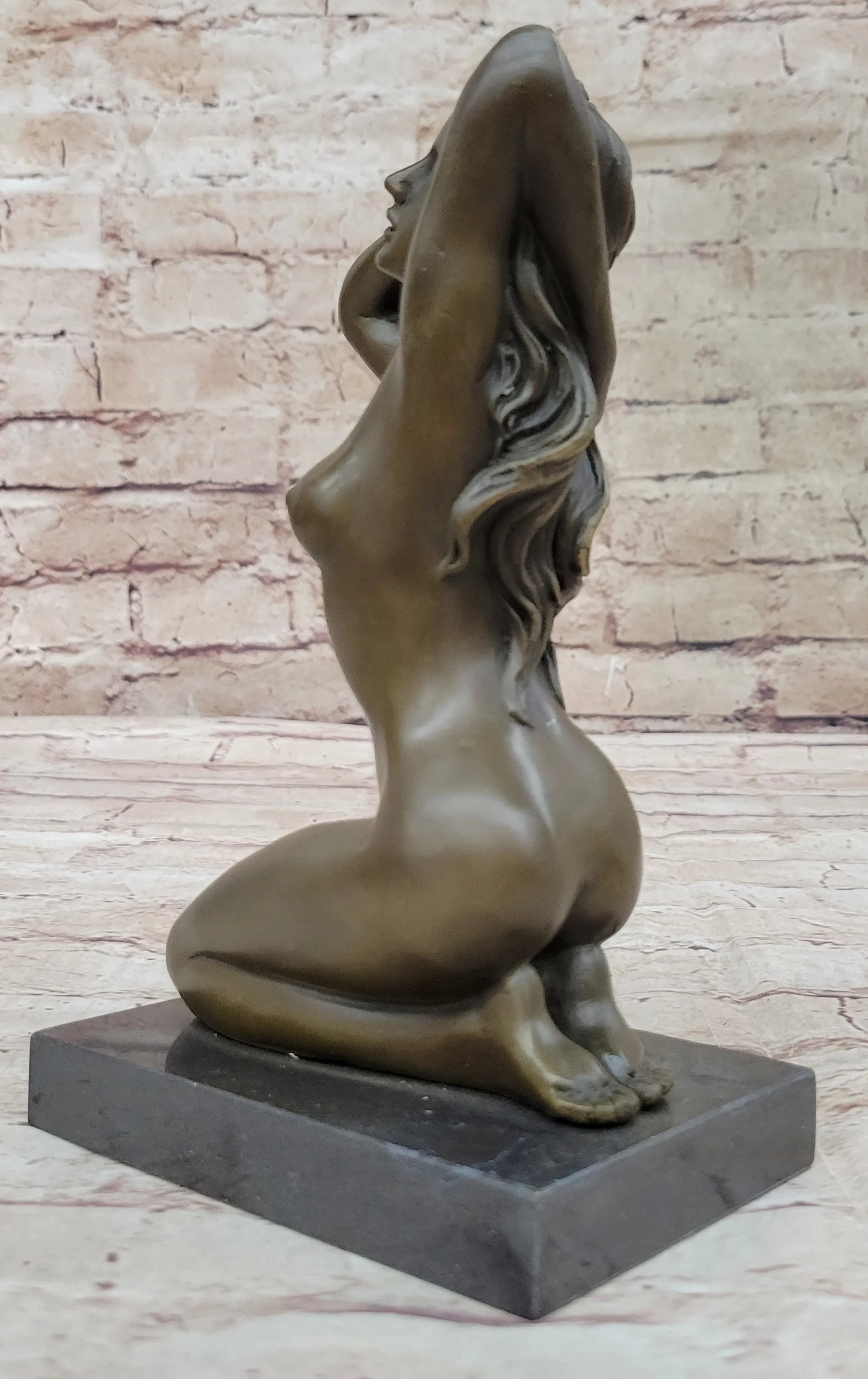 Handcrafted Sexy Nude Woman Bronze Sculpture Collectible Lost Wax Masterpiece Art