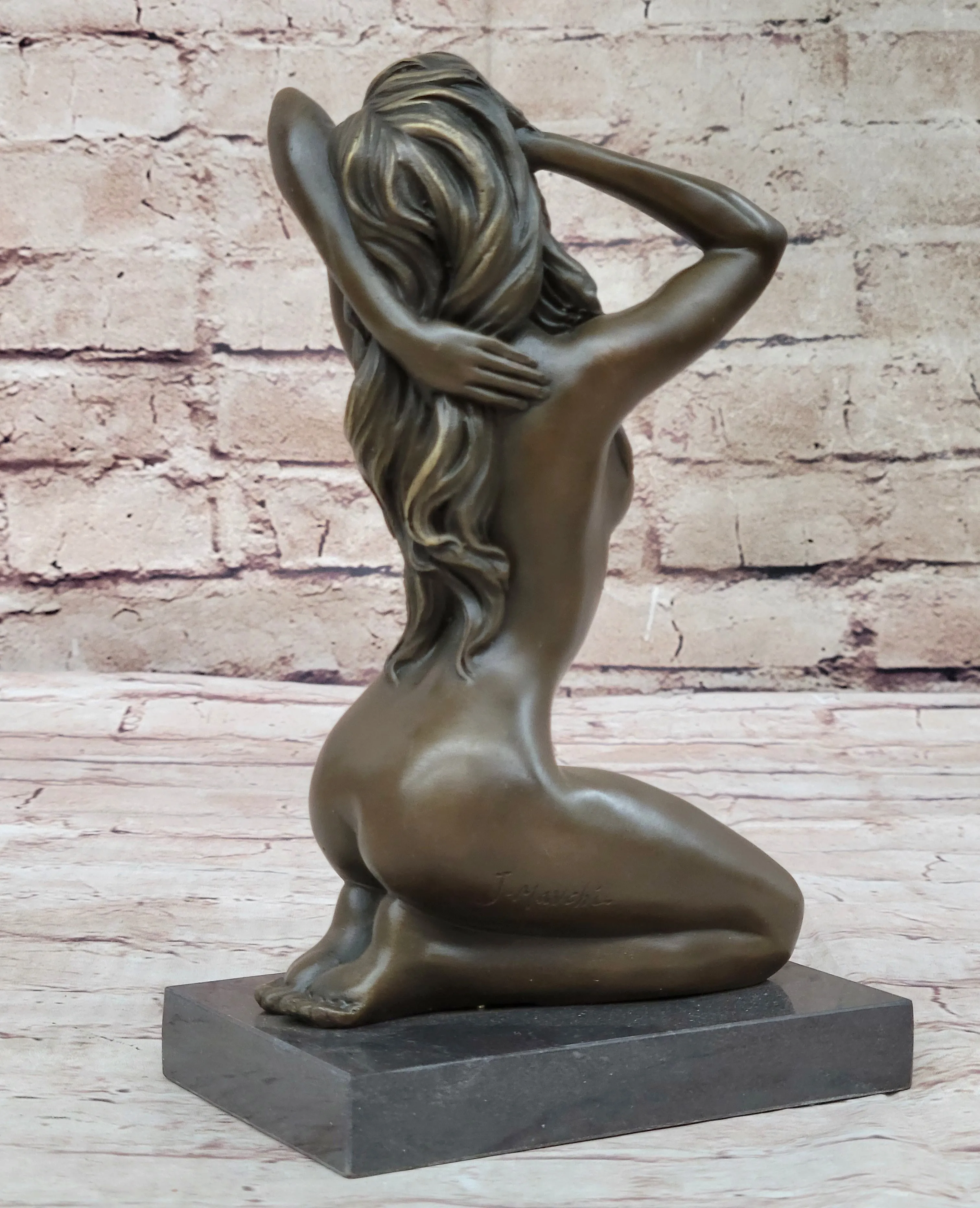 Handcrafted Sexy Nude Woman Bronze Sculpture Collectible Lost Wax Masterpiece Art