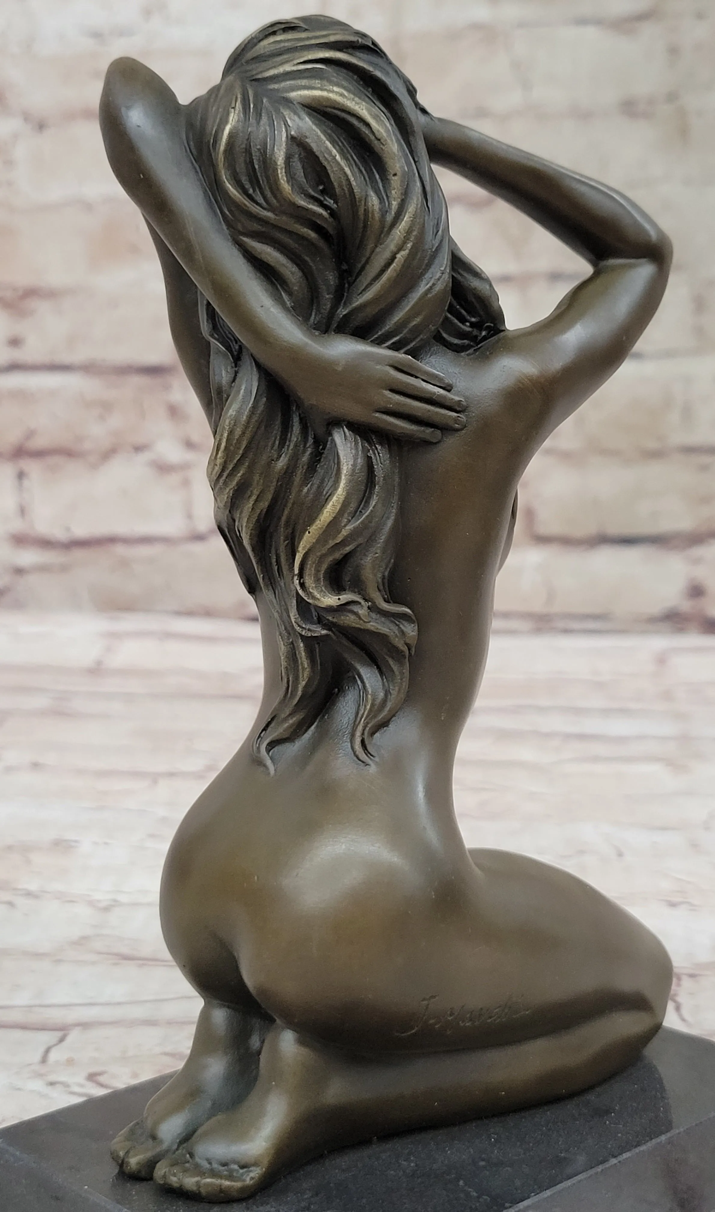 Handcrafted Sexy Nude Woman Bronze Sculpture Collectible Lost Wax Masterpiece Art