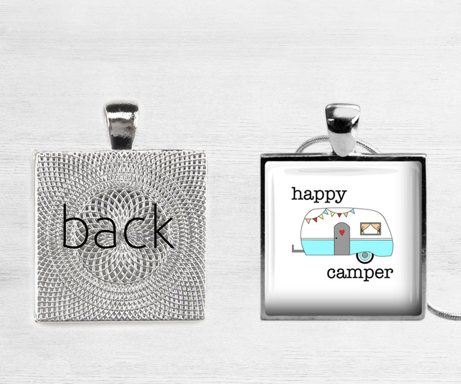 Happy Camper Square Necklace | Beach Jewelry