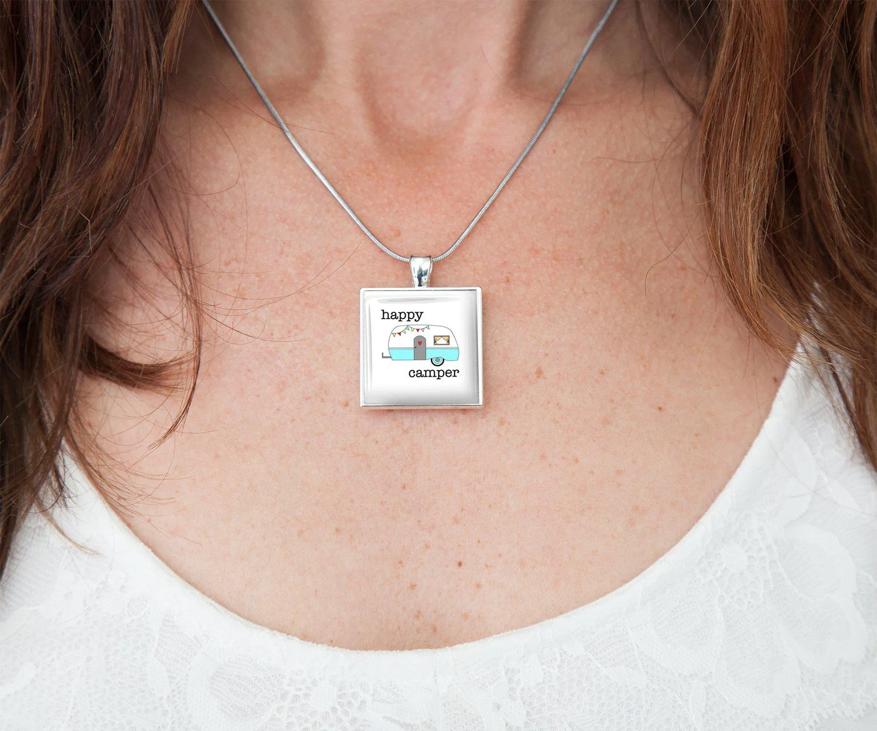 Happy Camper Square Necklace | Beach Jewelry