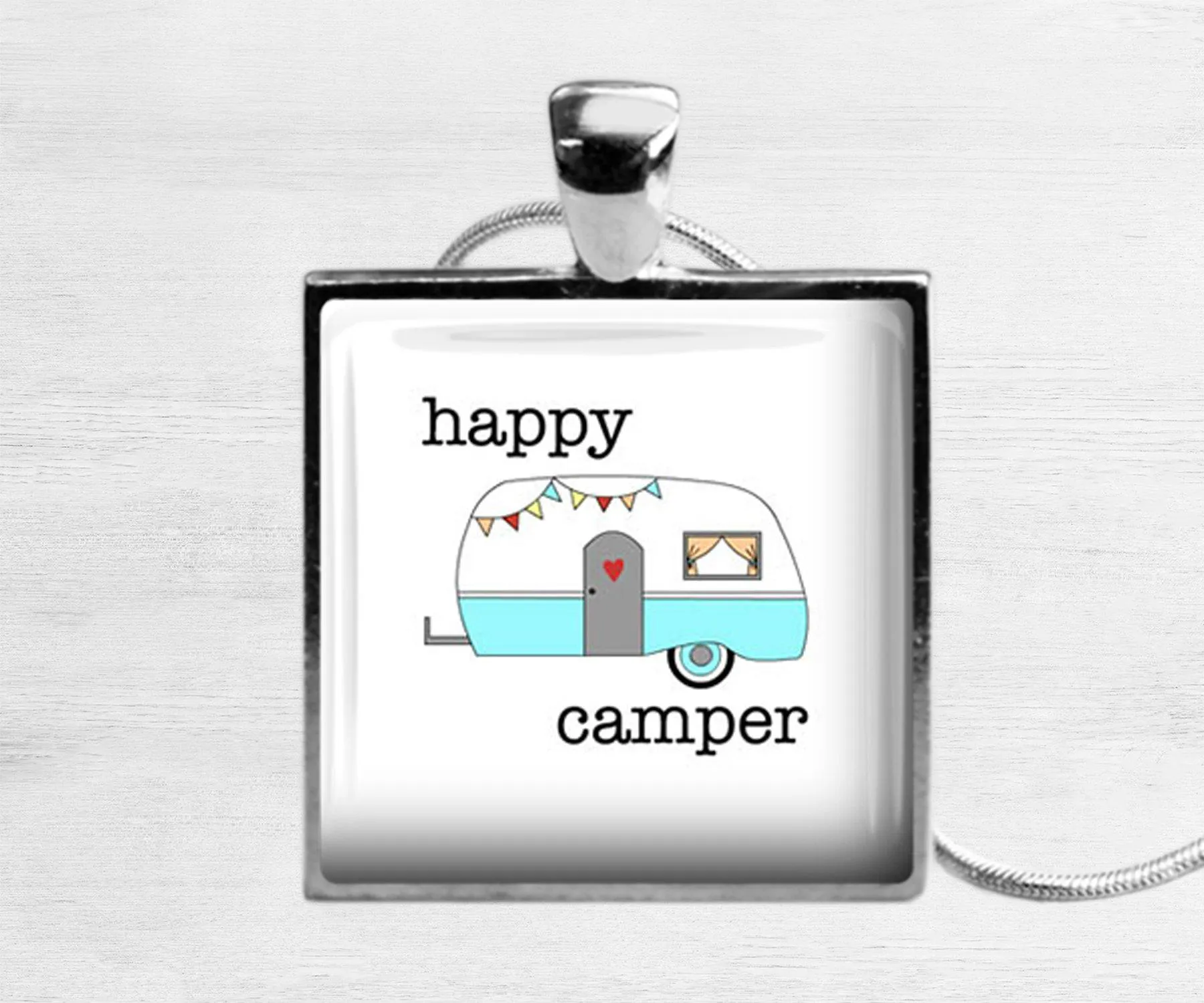 Happy Camper Square Necklace | Beach Jewelry