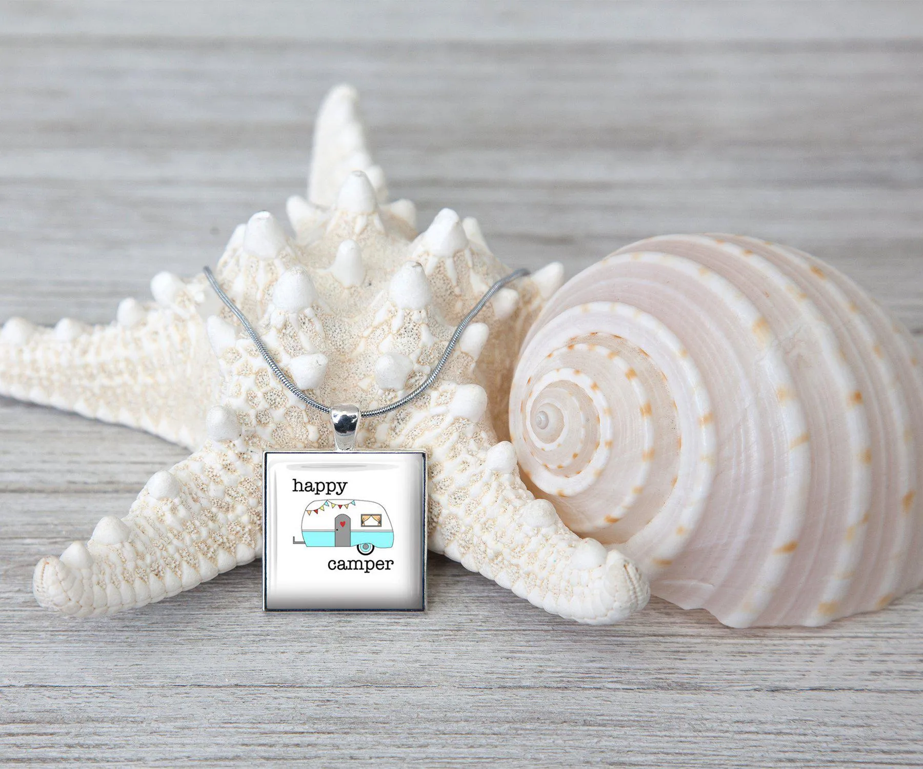 Happy Camper Square Necklace | Beach Jewelry