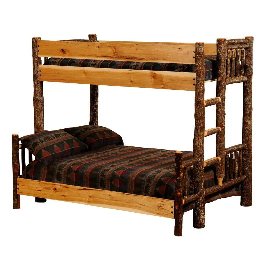 Hickory Log Bunk Bed - Single/Single - Ladder Left