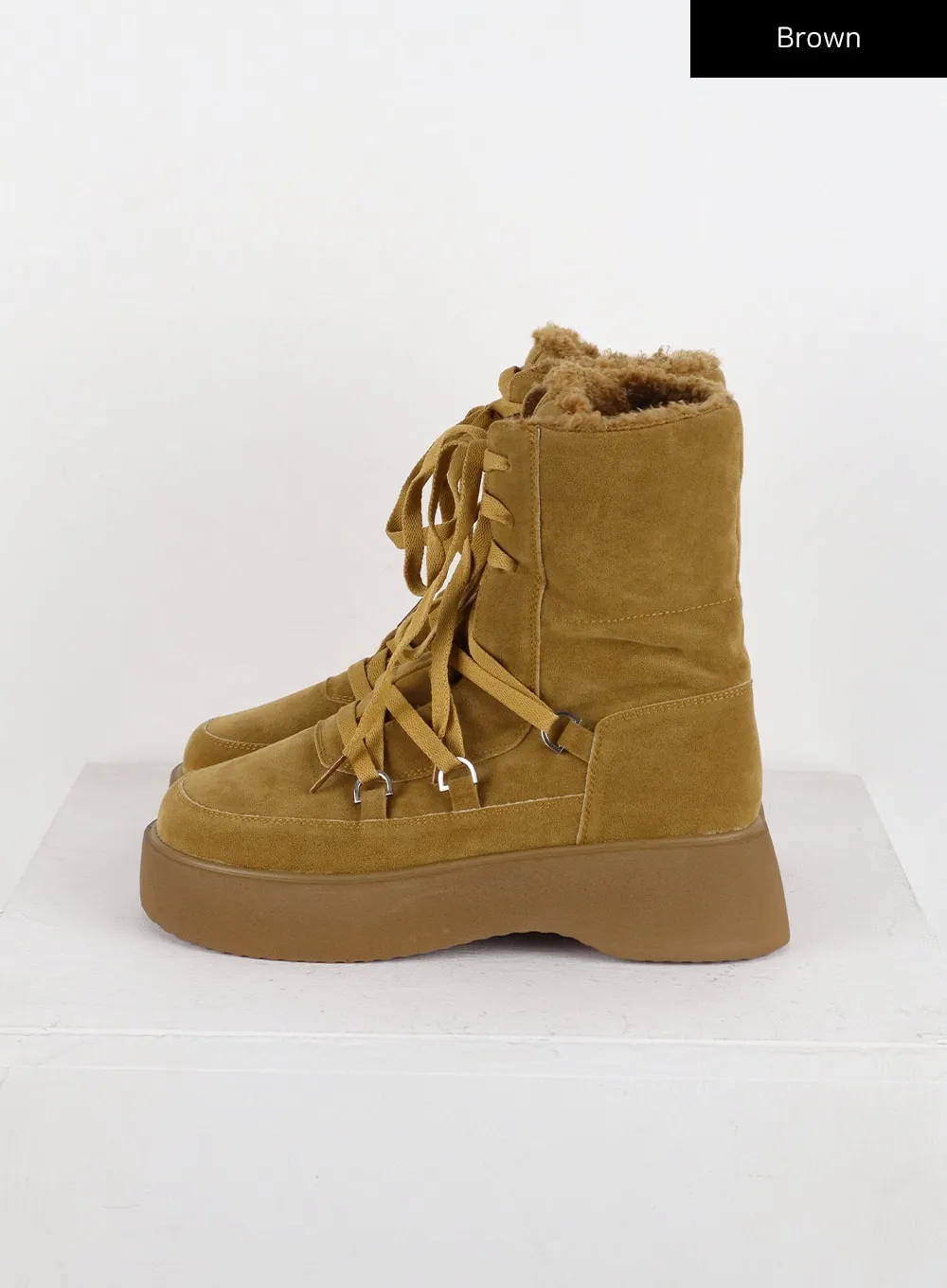 Lace-Up Suede Platform Boots CD318