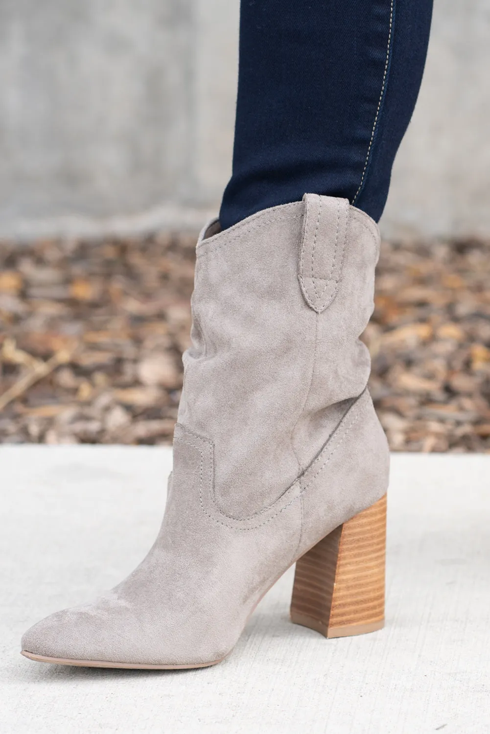 Mavis Grey Slouchy Boots