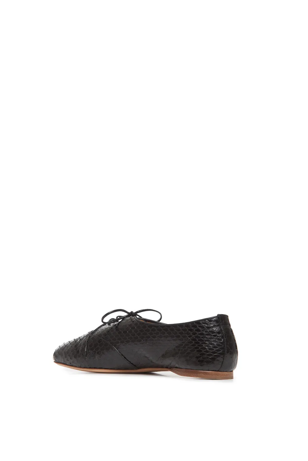 Maya Flat Shoe in Black Snakeskin