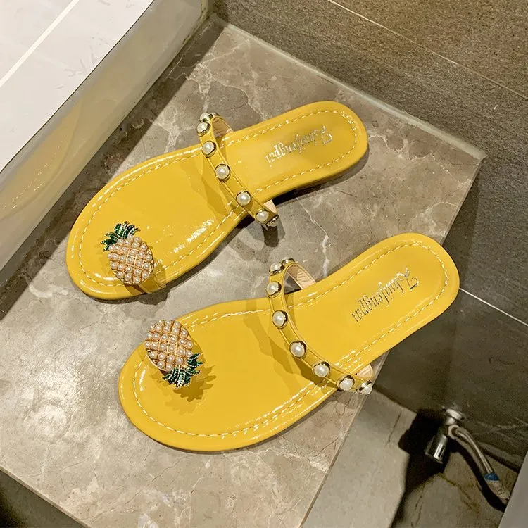 Pineapple and Pearl Summer Slippers for Women