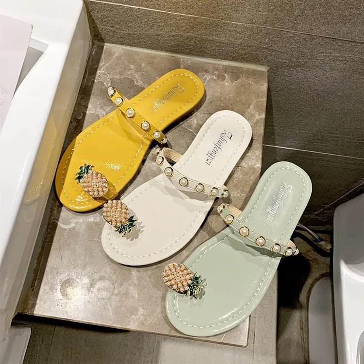 Pineapple and Pearl Summer Slippers for Women