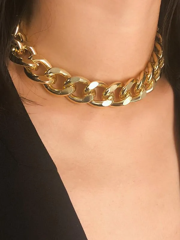 Punk Choker Hip Hop Big Chunky Aluminum Thick Chain Necklace