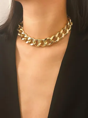 Punk Choker Hip Hop Big Chunky Aluminum Thick Chain Necklace